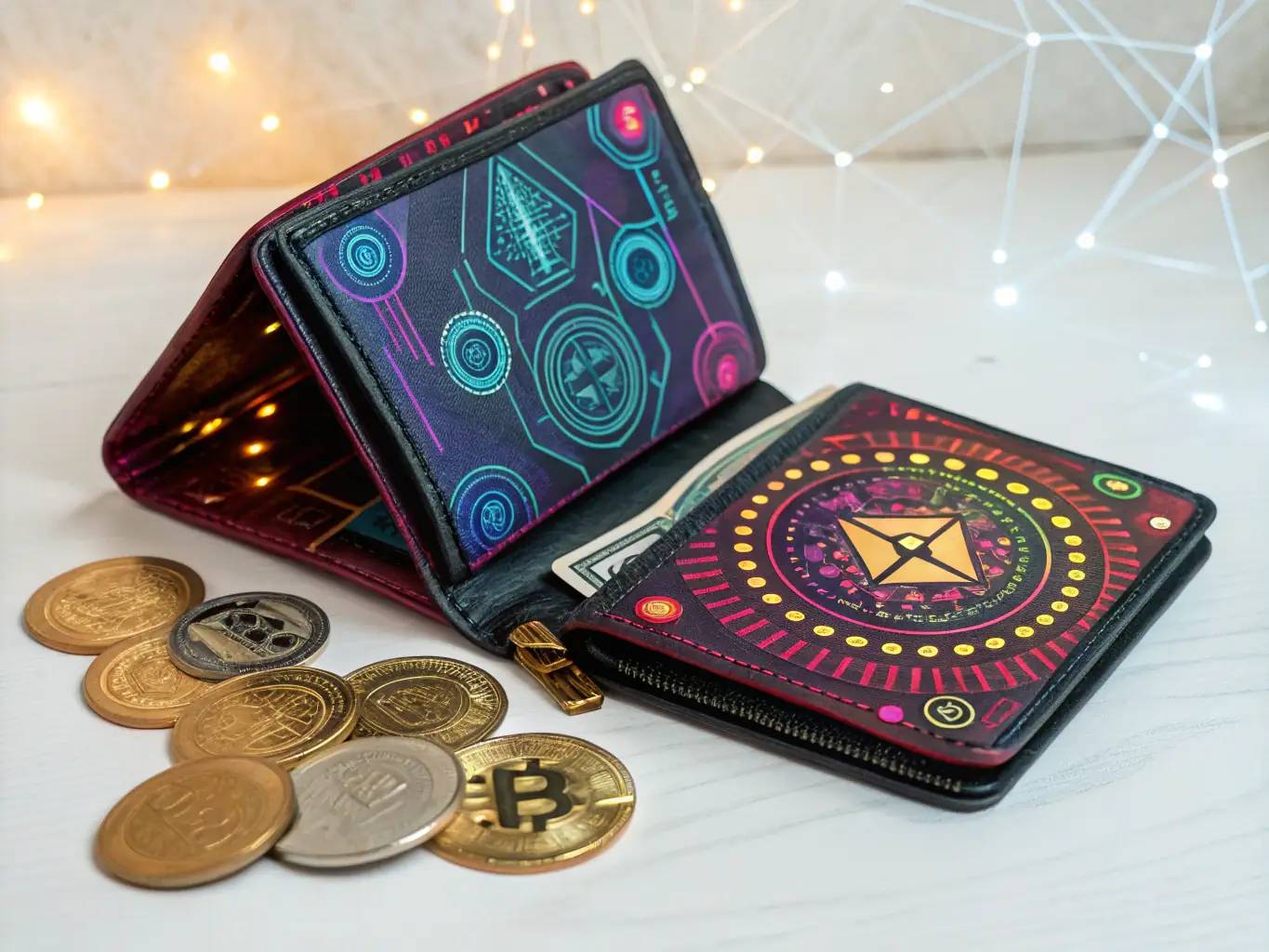 A graphic representation of cryptocurrency being stolen from a digital wallet, illustrating the increasing prevalence of cryptocurrency scams.